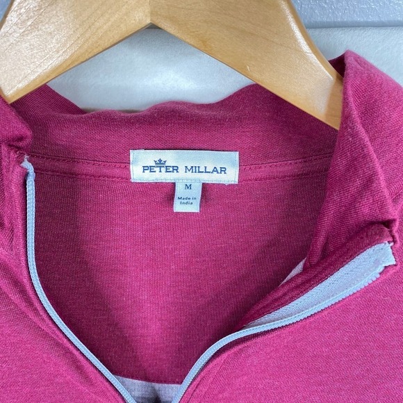 Peter Millar Men's Crown Comfort Interlock 1/4 Zip Pink/Red Pullover Size Medium - Picture 2 of 6
